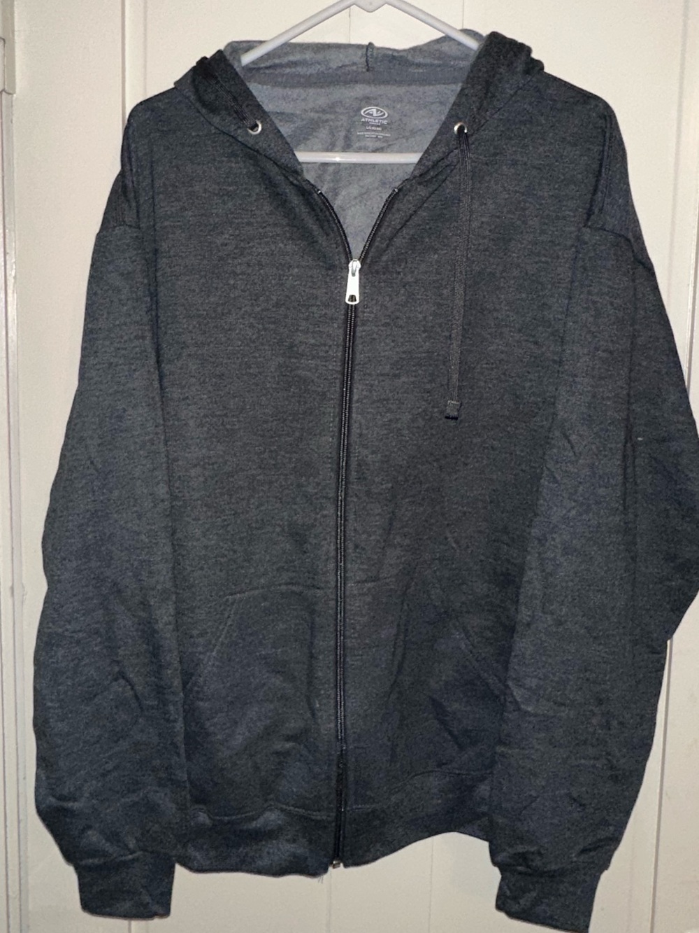 Athletic Works Men's Full-Zip Hooded Sweatshirt - Dark Charcoal Gray - Large